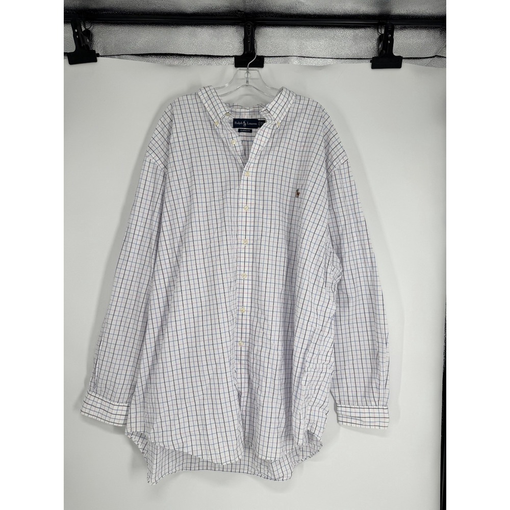 Polo Ralph Lauren 3XLT 3XL Tall Check Plaid Button Down Long Sleeve Flesh Pony